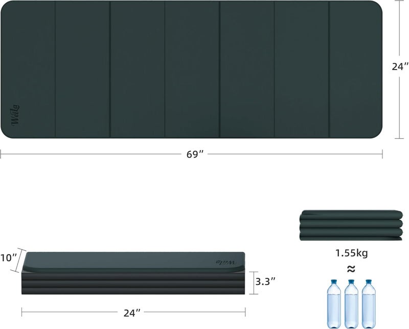 WEILA 1/2 Inch Extra Thick Yoga Mat Pilates Equipment, 69"x24" Odorless Workout Mats for Home Gym, Non-slip Exercise Mats for Women Men Home Workout, Foldable Yoga Mats for Travel Camping Sleeping - Image 4